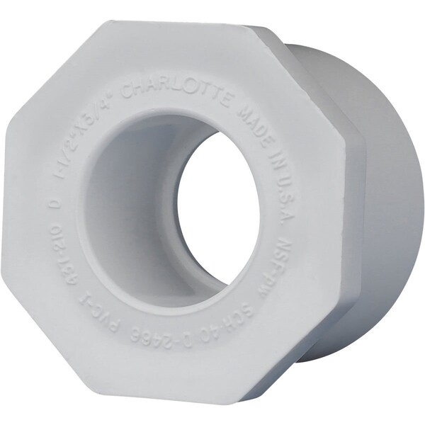 Charlotte Pipe And Foundry 1-1/2 In. SPG x 3/4 In. Slip Schedule 40 PVC Bushing PVC 02107 1100HA - main